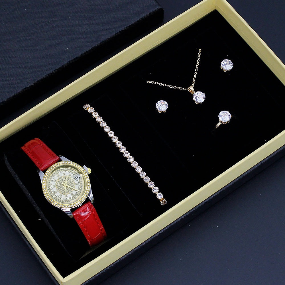 Ladies Valentine's Day Watch Jewelry Suit With Decoration