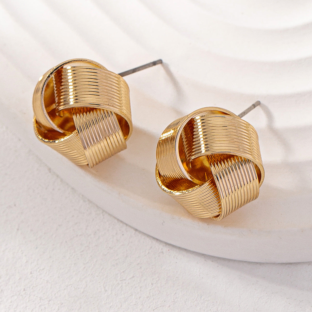 Gold Classic Thread Cross Stud Earrings