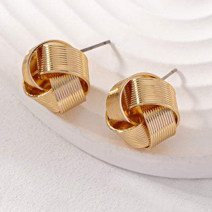 Gold Classic Thread Cross Stud Earrings