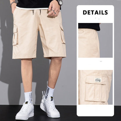 Casual Drawstring Cargo Shorts With Multi Pocket Summer Outdoor Men's Beach Pants