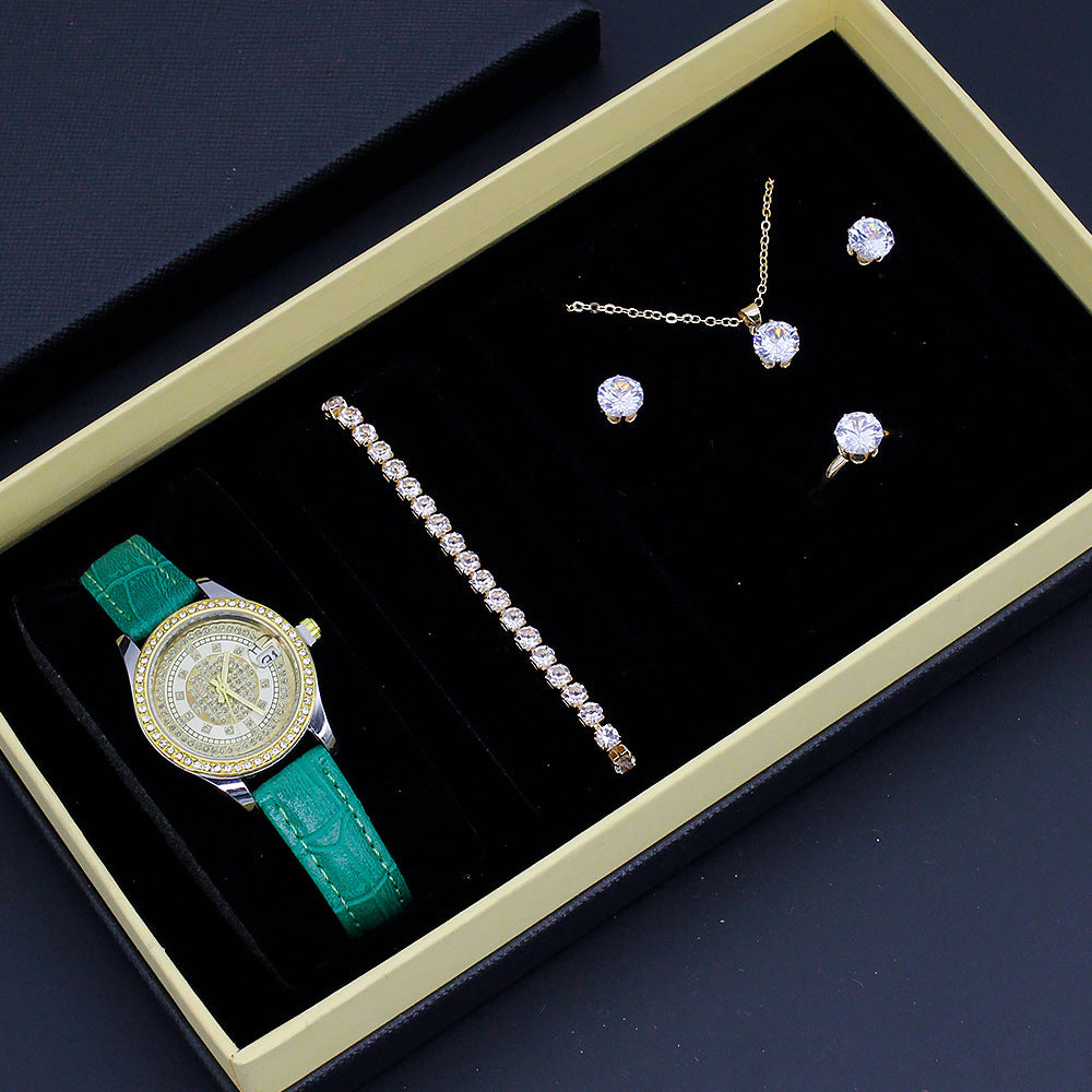 Ladies Valentine's Day Watch Jewelry Suit With Decoration