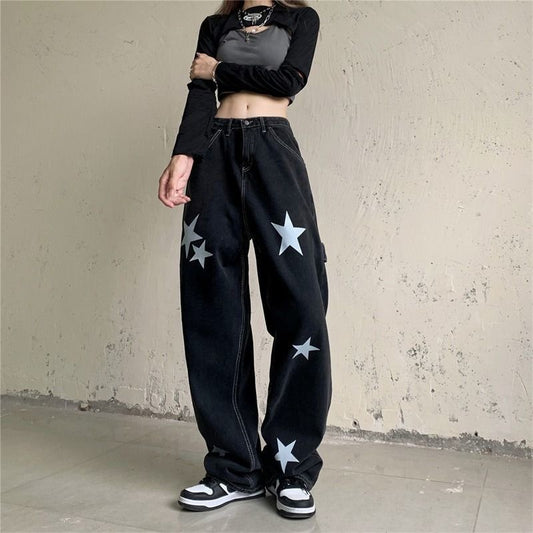 Straight Version Of The Retro High Waist Wide Leg Dad Long Pants