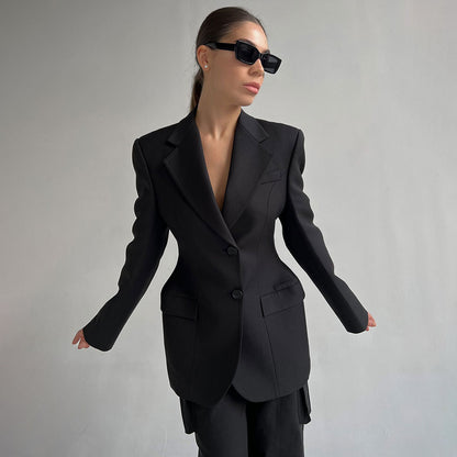 V-neck Waist-tight Suit Jacket