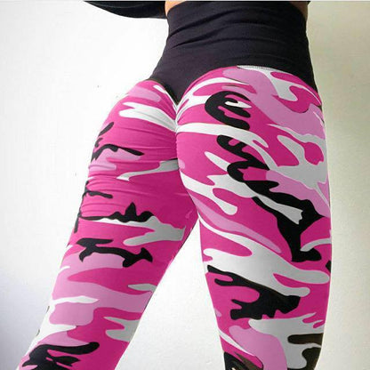 Hips high waist camouflage stitching slim yoga seven points bottoming pencil pants