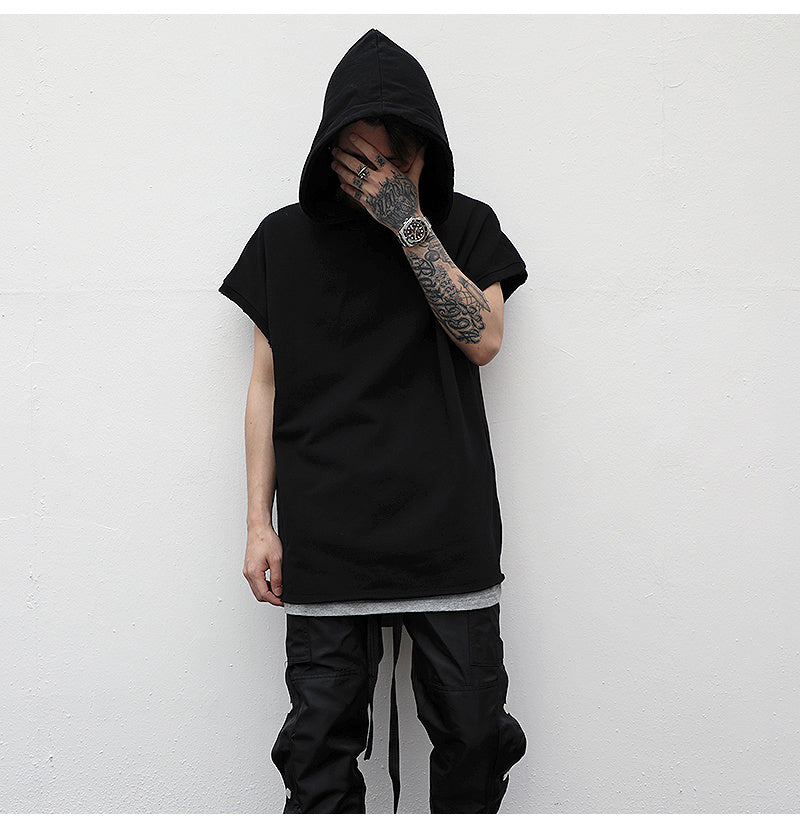 Solid color sleeveless sleeveless hoodie