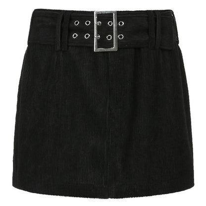 Street Trend Corduroy Retro Hip Skirt