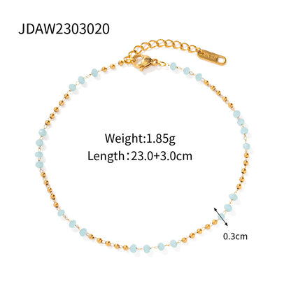 Beach Versatile Women's Simple Bohemian Color Bead Anklet Bohemian Style Foot Ornaments