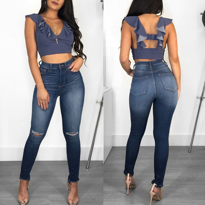 Tight-fitting hip-lifting fashion women's jeans