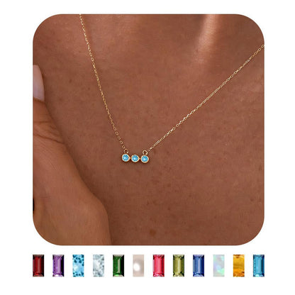 Birthstones Pendant Necklace Colorful Fashion