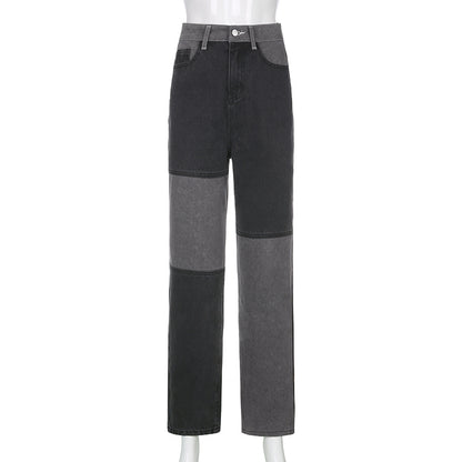 Hip-hop collared spliced casual jeans