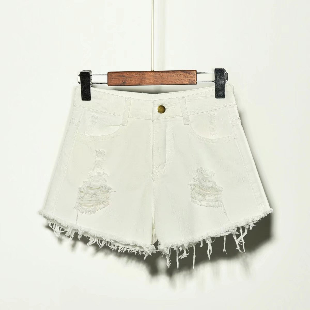 Women's irregular denim shorts