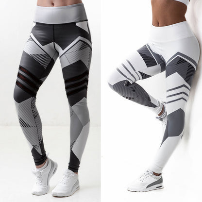 Geometric print slim yoga track pants