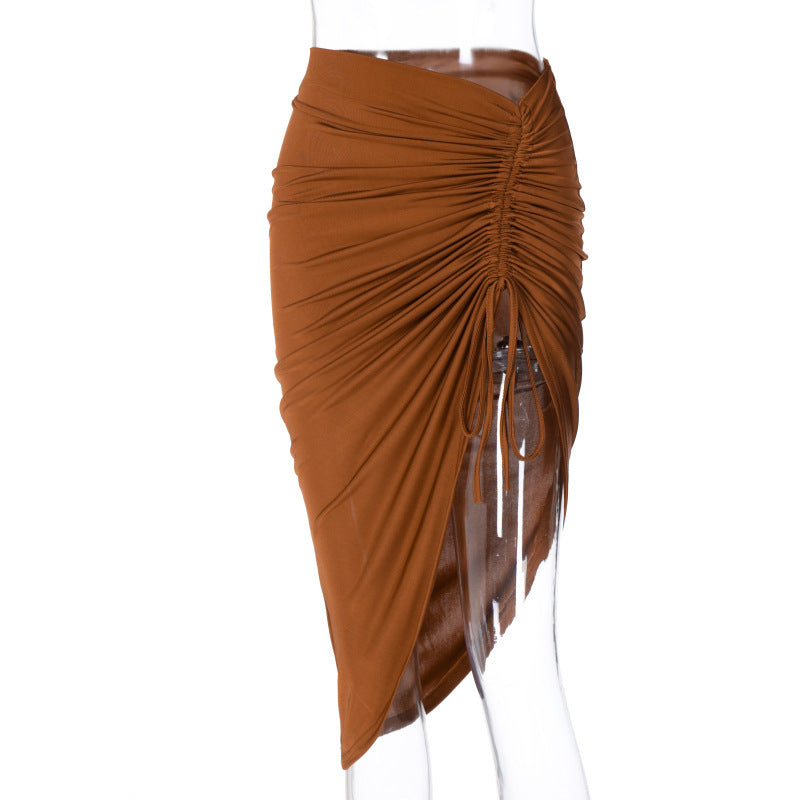 Slim slim drawstring skirt