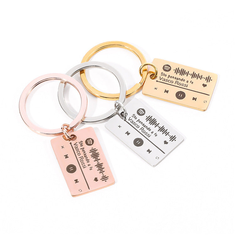 Personalized DIY Custom Music Scan Code Keychain Stainless Steel