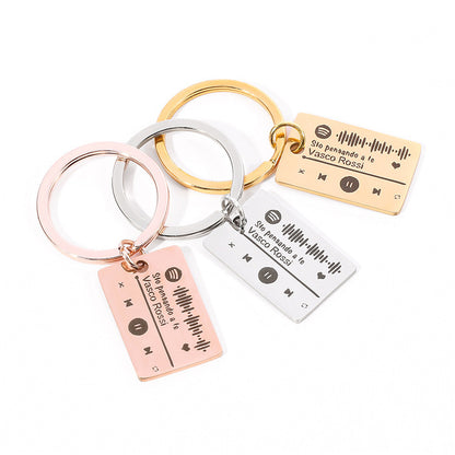 Personalized DIY Custom Music Scan Code Keychain Stainless Steel