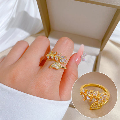 Elegant High-grade Zircon Super Ring Female Opening Adjustable