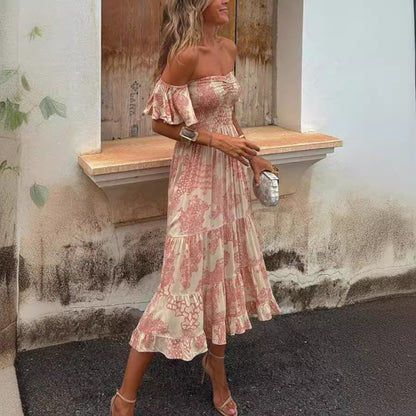 Fashion Ruffles Off-shoulder Fashion Women Dress