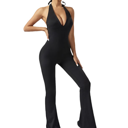 Skinny Yoga Clothes Jumpsuit Women's Casual Slightly Flared