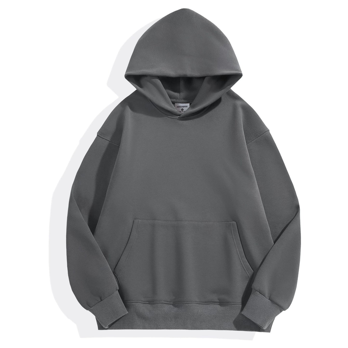 Heavy-duty Fleece Shoulder Down Hoodie Without Drawstring