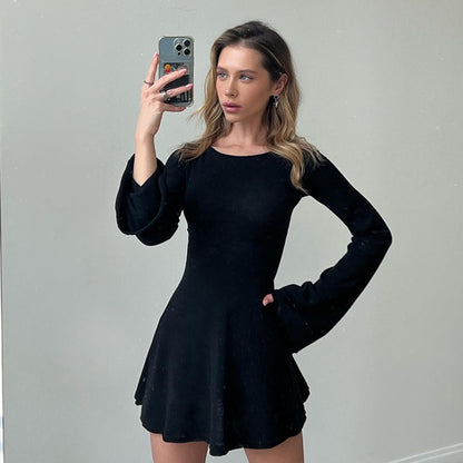 Basic Woolen Long Sleeve Dress