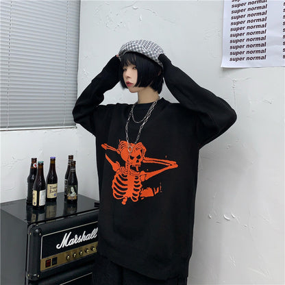 Knitted sweater coat skull