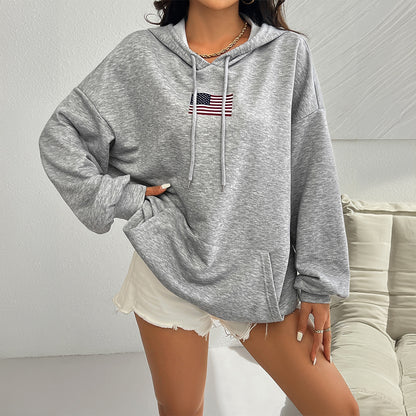 Pocket Lace-up Hooded Sweaters Women's Clothing