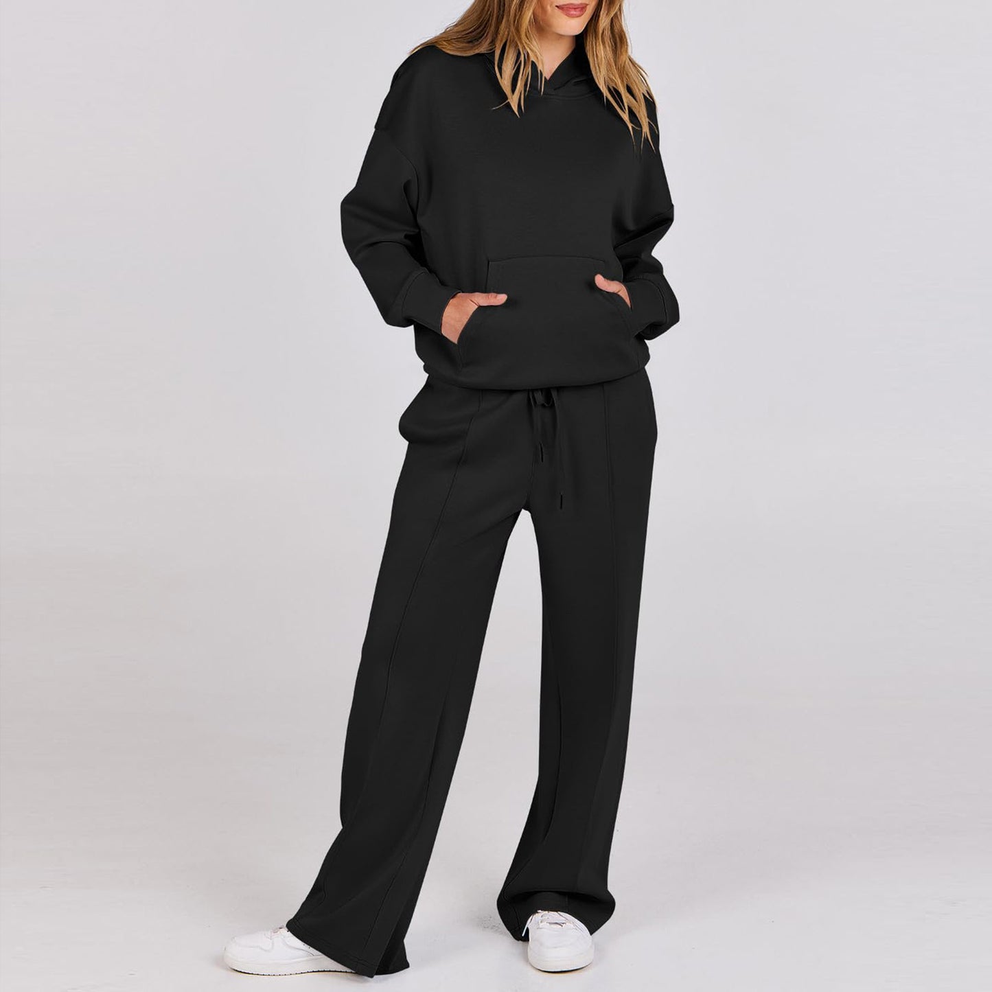 Women's Wear Long Sleeve Pocket Drawstring Suit