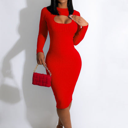 Thickened Knitted Slim Cut Out Dress