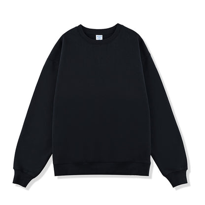 Solid Color Fleece-lined Crew Neck Sweater Men's Loose Heavy Thickening