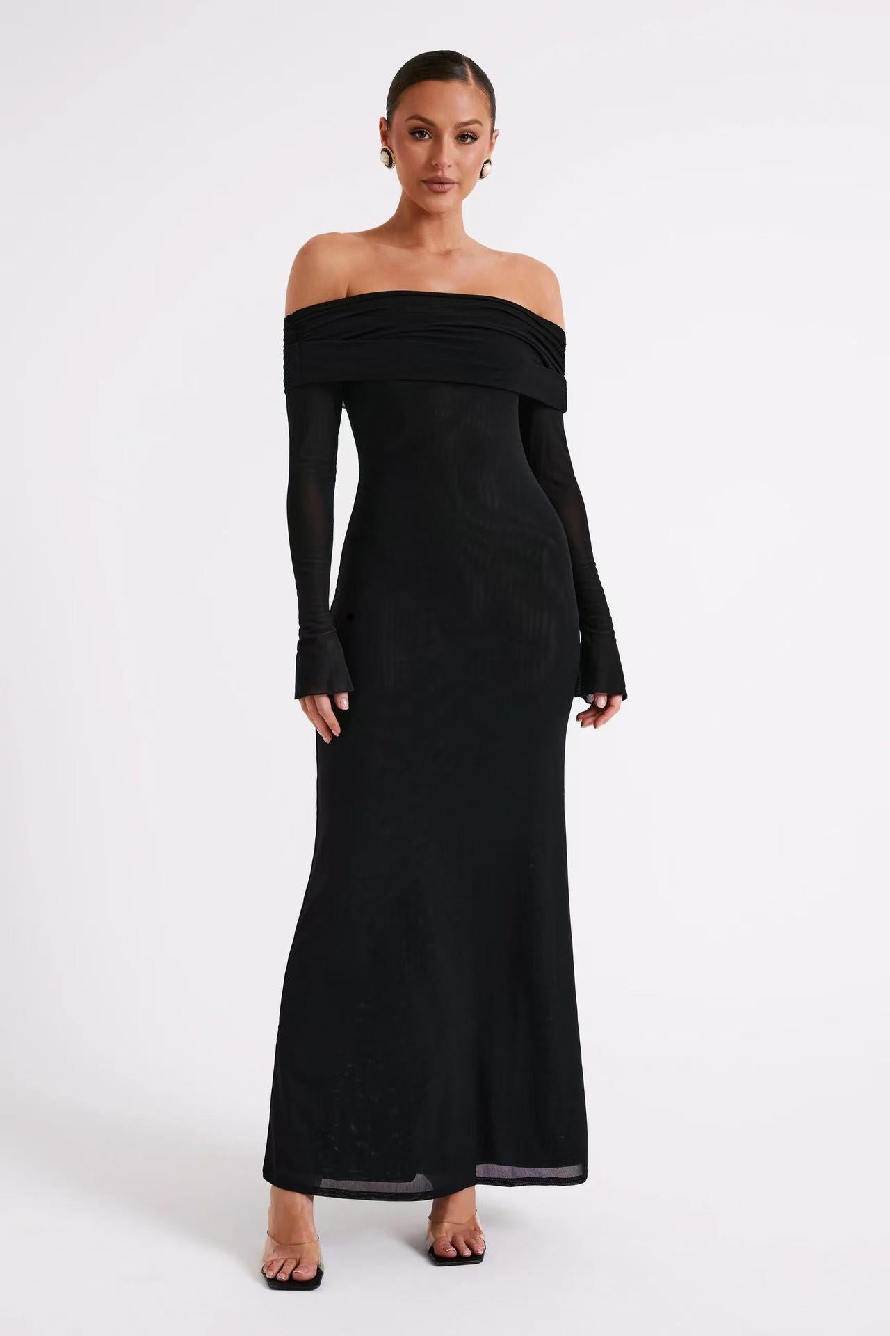 Off-neck Backless Private Clothing Socialite Dress