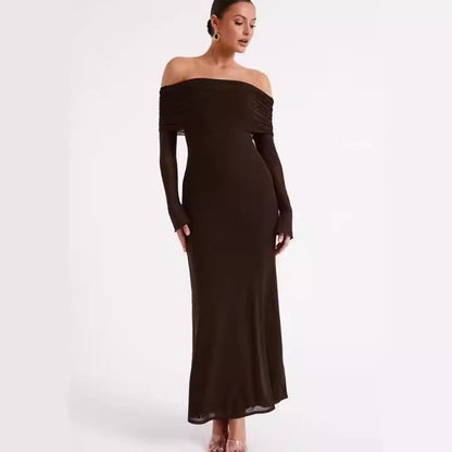 Off-neck Backless Private Clothing Socialite Dress