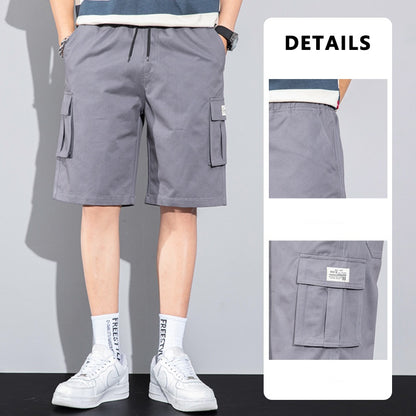 Casual Drawstring Cargo Shorts With Multi Pocket Summer Outdoor Men's Beach Pants