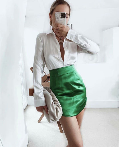 Silk Satin Texture Mini Skirt