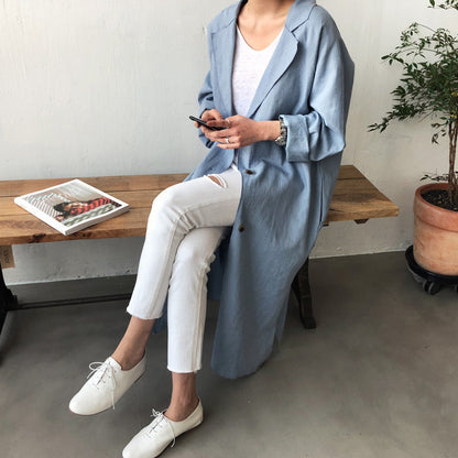 Long Loose Suit Collar Cardigan Outer Wear