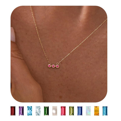 Birthstones Pendant Necklace Colorful Fashion