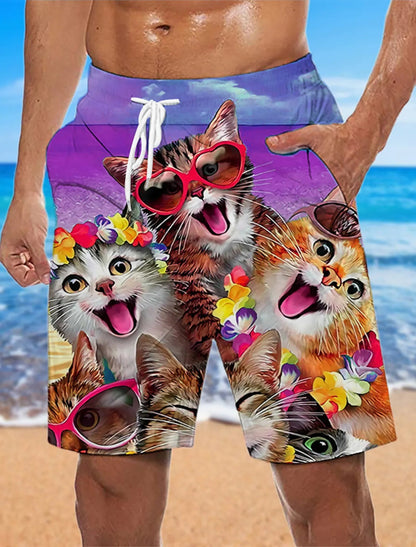 Men's Loose Beach pants 3D Printed Pattern