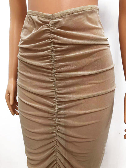 Sexy Women Mesh See-Through High Waist Skirt