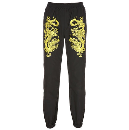 Fashion Dragon Print Bouquet Pants