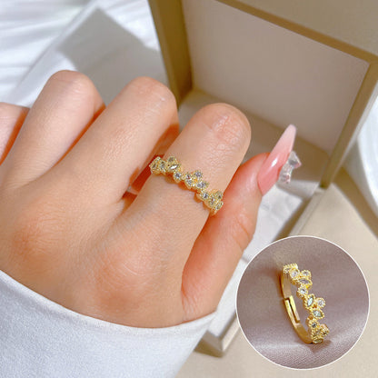 Elegant High-grade Zircon Super Ring Female Opening Adjustable