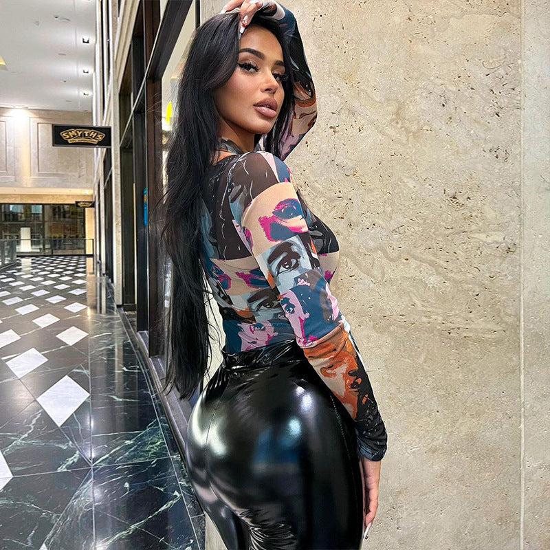 Women's Fashion Printed Tight Jumpsuit