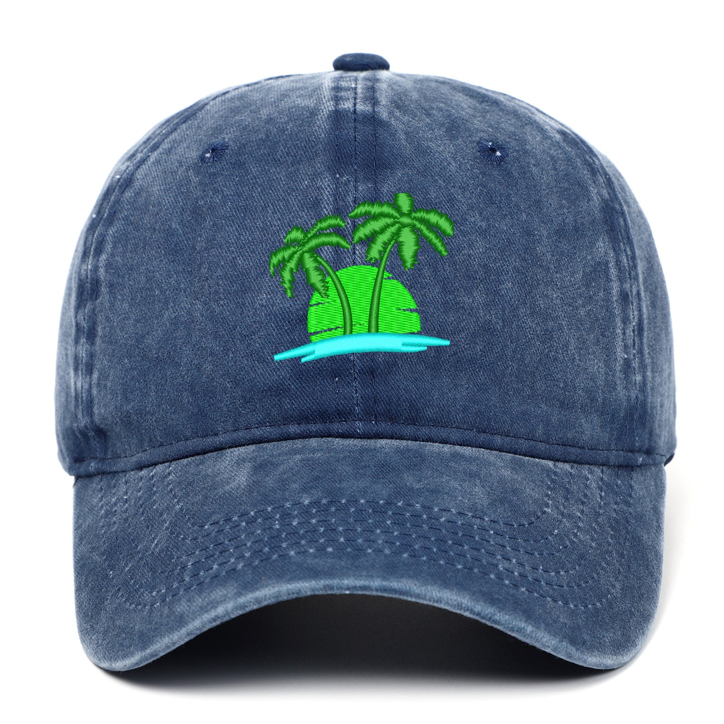 Coconut Embroidery Pattern Washed Old Soft Top Baseball Cap