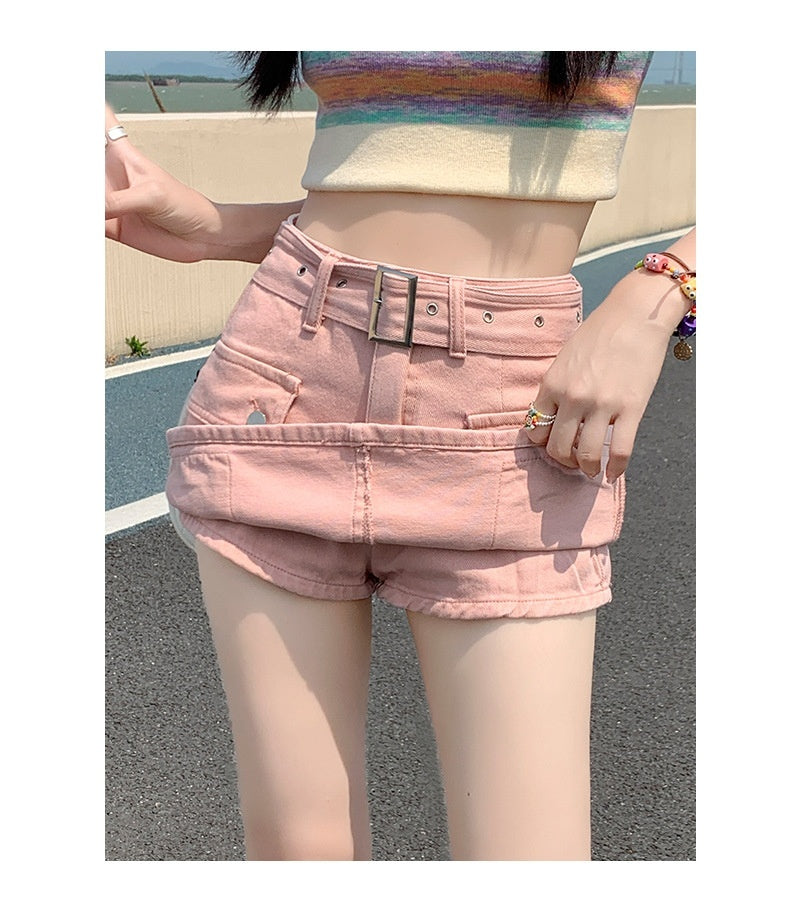 Denim Short Culotte Women's Summer Thin Fashion Hot Girl Slimming Loose High Waist Straight Cargo Pants