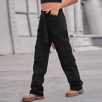 New Washed Denim Multi-pocket Heavy Industry Casual Working Pants