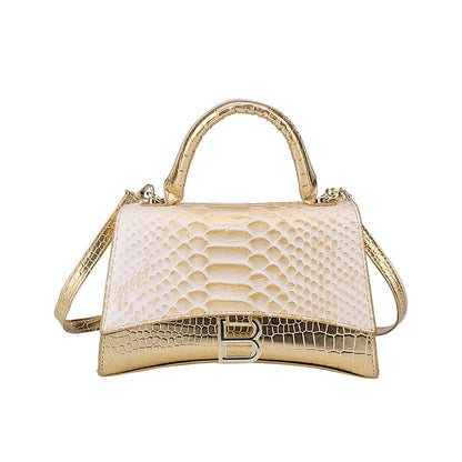 Women's Snake Pattern B Word Handbag