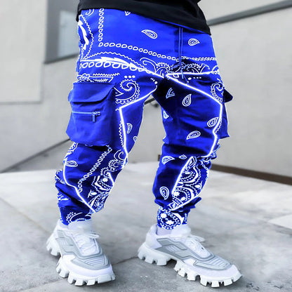 Men's Print Trousers Loose Bloomers Casual Wide-Leg Harem Pants