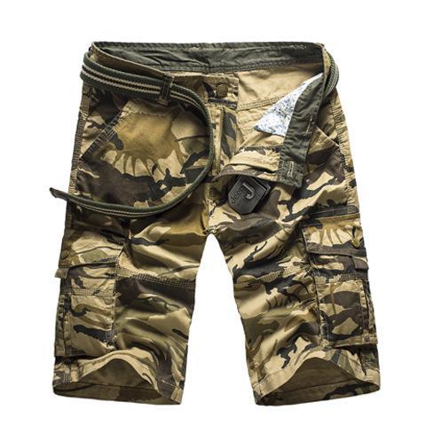 Multi-Pocket Camouflage Dungarees Belted Cargo Shorts