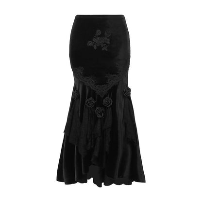 Sexy Hot Girl Dress Dark Goth Elegant Slim-fit Sheath Fishtail Skirt