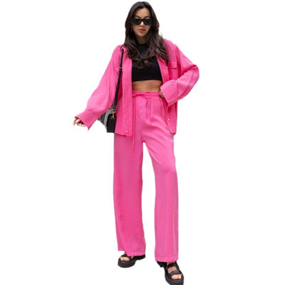 Suit Pure Color Tied Trousers Comfort And Casual Two-piece Set