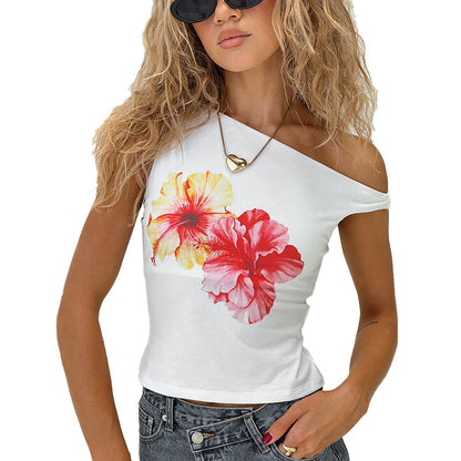 Flower Print Short-sleeved T-shirt