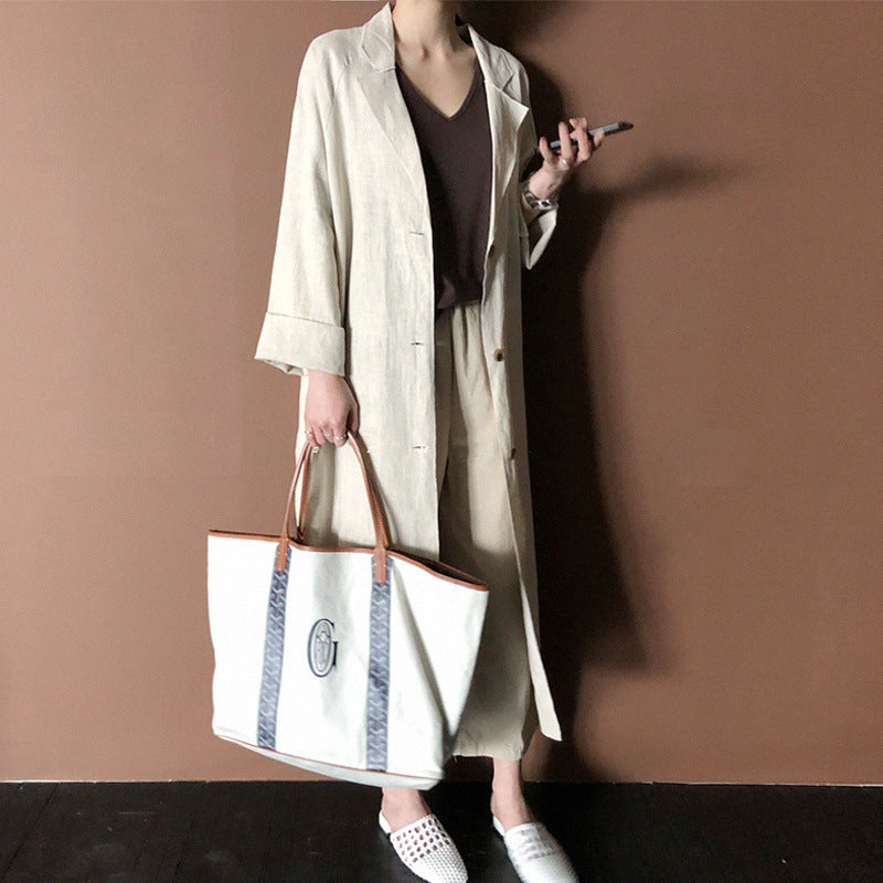 Long Loose Suit Collar Cardigan Outer Wear